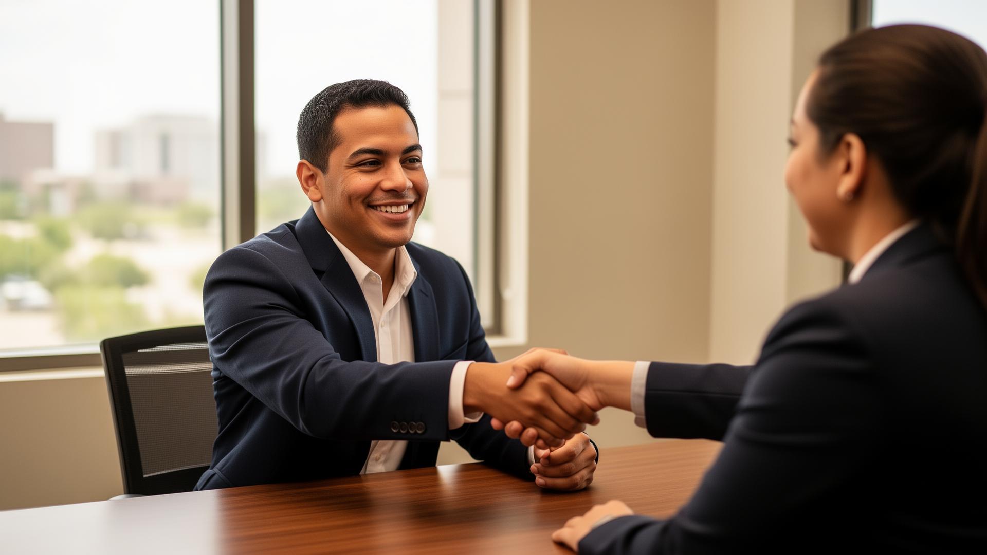 Local McAllen insurance agent meeting with a client